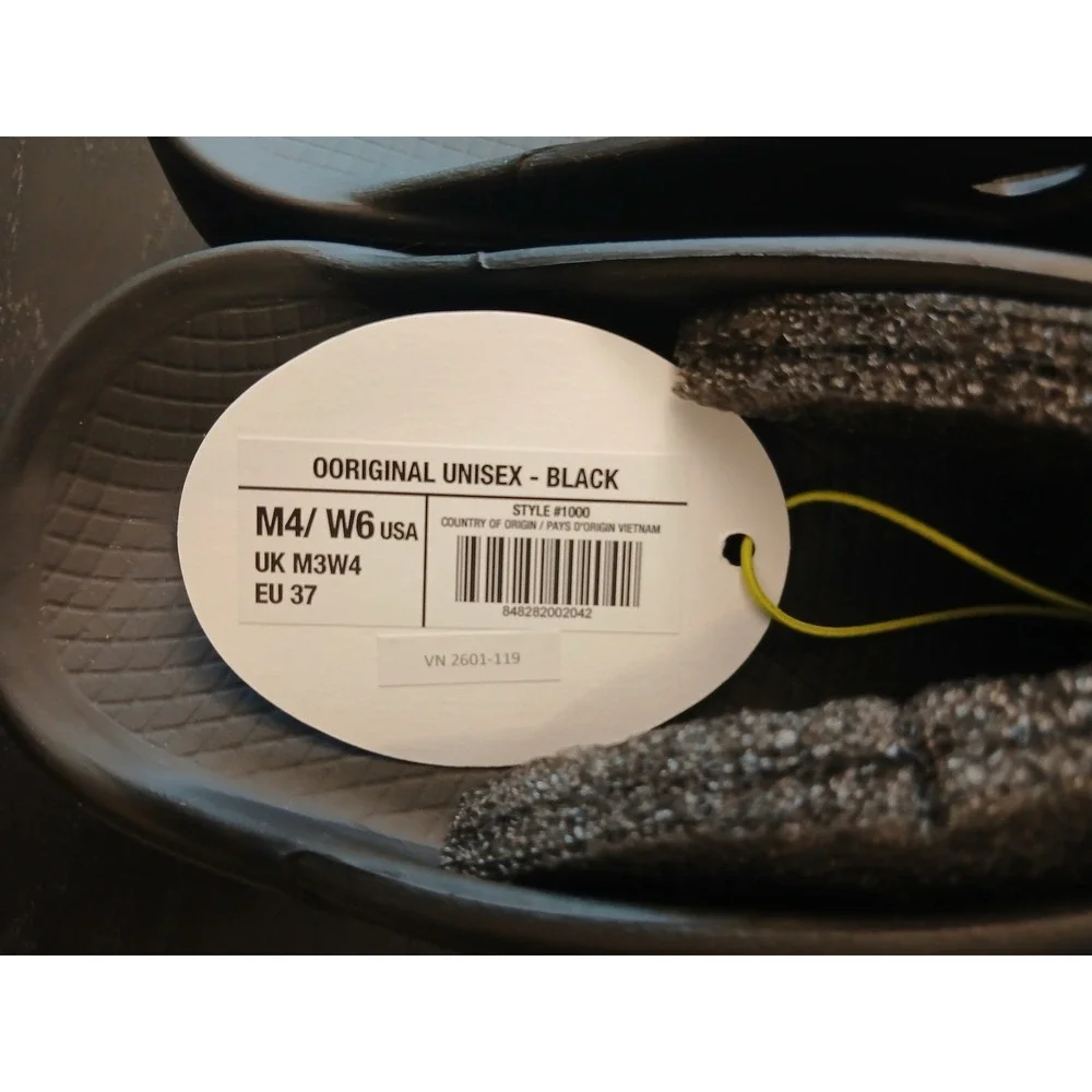OOFOS OOriginal Recovery Sandals Black Unisex Mens 4 Womens 6 Flip Flop 1000